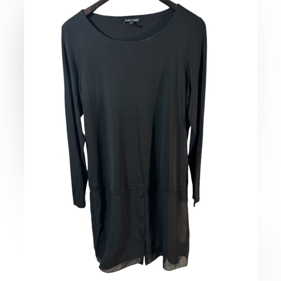 Eileen Fisher Large Black Layer Silk Long Sleeve Tunic Button Ballet details - Picture 1 of 10